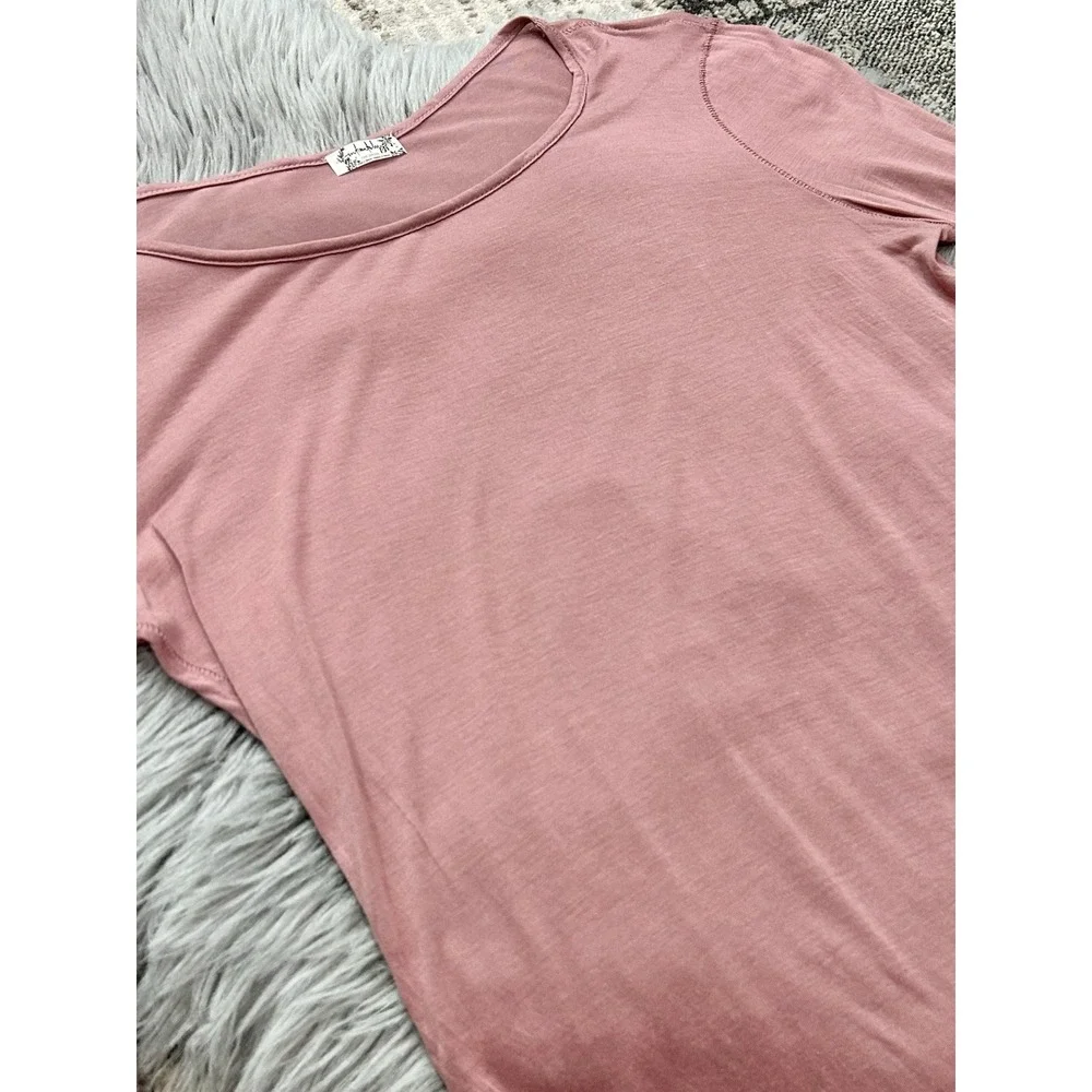 Intimately FP Free People Rose Pink Ruched Long‎ Sleeve Top Size Small